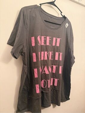 Woman’s Gray Tee with Pink Graphic - I See It Design. 3X.